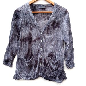 Alembika Crinkle Black & Silver Metallic Effect V-Neck Button Front Cardigan